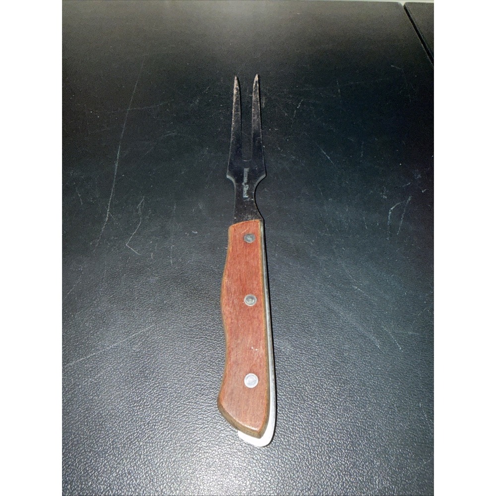Maxam Steel Roast Meat Carving Fork Heavy Stainless Full Tang Wood Handle 11"